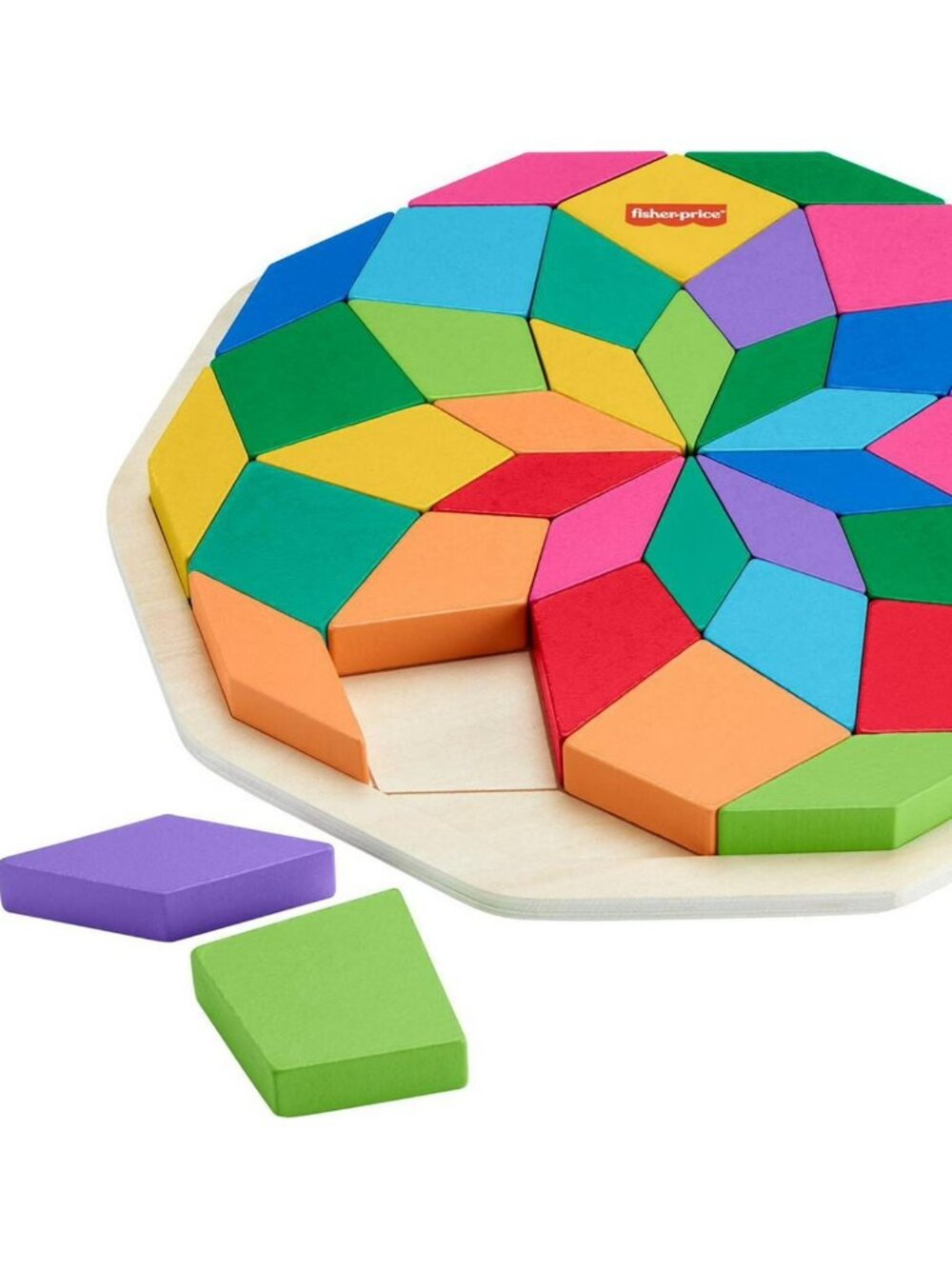 3/$77❤️Fisher-Price Wooden Mandala Geometric Puzzle 41 pcs Dexterity Curiosity